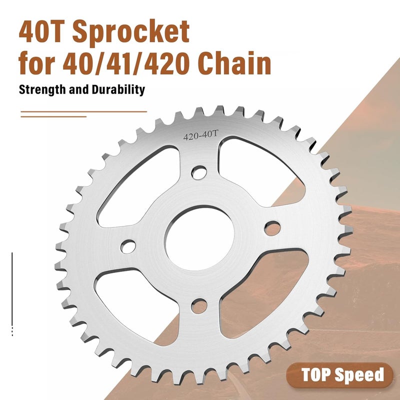 JNDO Mini Bike Sprocket 40T Sprocket 420 Chain 40mm bore Rear Sprocket Silver Replacement for Coleman BT200X CT200U CT200U-EX Go-Kart Baja Warrior TrailMaster Massimo MB165 MB200 - Image 4
